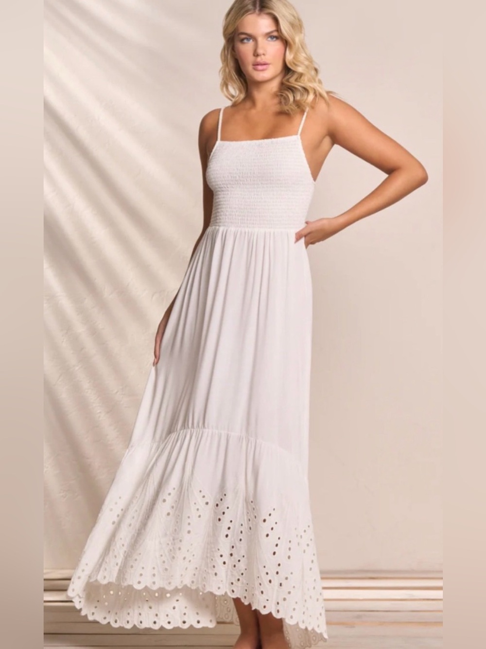 Maaji Isadora Smocked Eyelet Maxi Dress